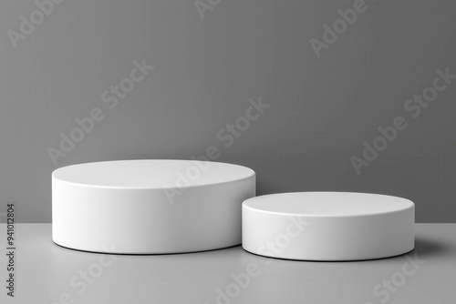White Podium On Grey Backgr...