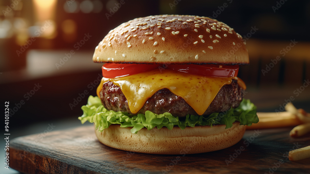 custom made wallpaper toronto digitalClassic Cheeseburger with Juicy Beef Patty and Crispy Lettuce  National Cheeseburger Day