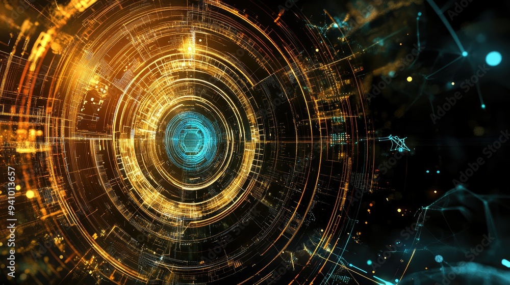 Obraz premium Abstract technology banner in the metaverse