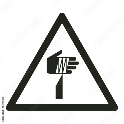 ISO warning safety signs_warning ; sharp element_symbol and pictogram only_black and white edition