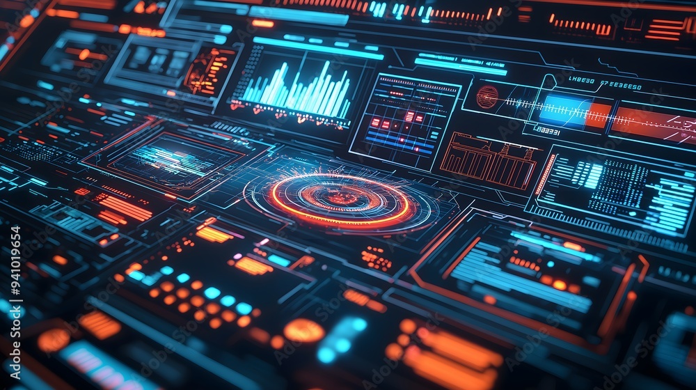 Obraz premium Futuristic Tech Data Interface HUD Visualization