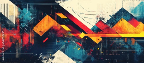 Abstract Geometric Digital Art with Vibrant Colors and Dynamic Shapes in a Modern Futuristic Style photo