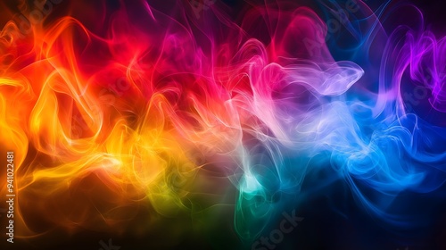 Vibrant Abstract Smoke Background Rainbow Hues