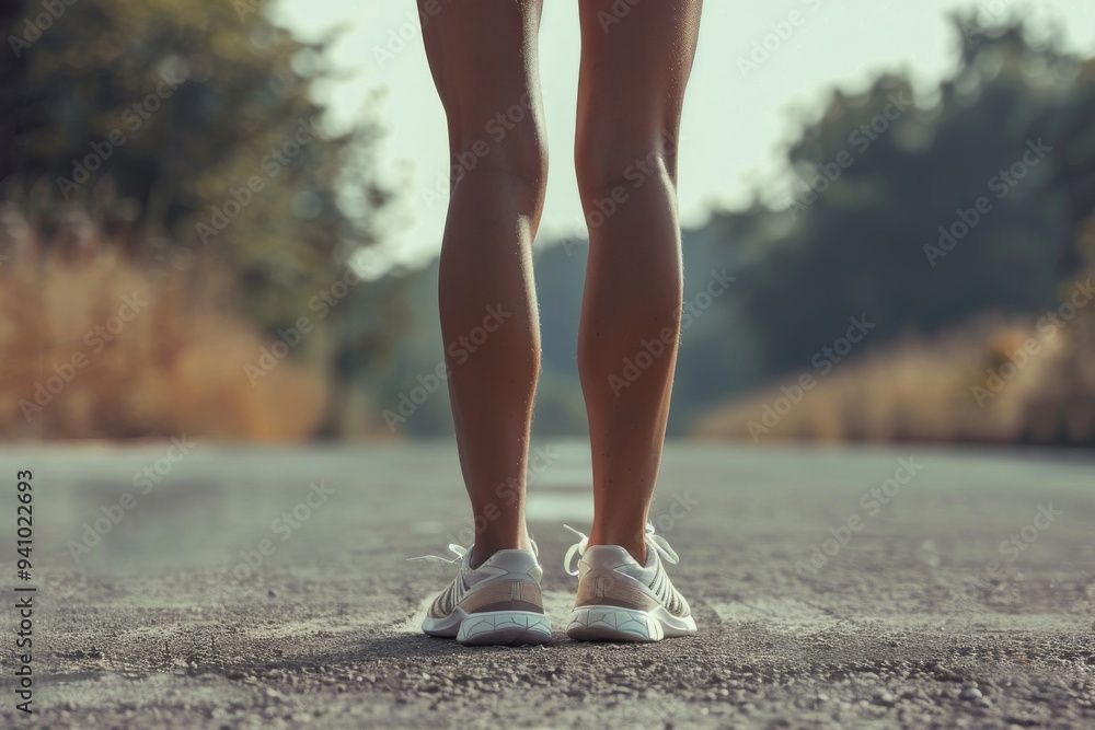 Sunlight illuminates a woman's legs, creating a warm and inviting atmosphere around her, Healthy, athletic legs in a relaxed stance, AI generated Sunlight illuminates a woman's legs, creating a warm and inviting atmosphere around her, Healthy, athletic legs in a relaxed stance, AI generated