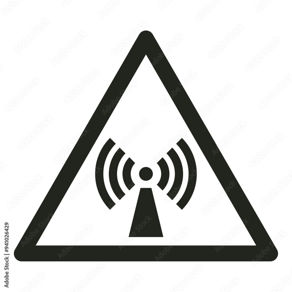 ISO warning safety signs_warning ; non-ionizing radiation_symbol and pictogram only_black and white edition ISO warning safety signs_warning ; non-ionizing radiation_symbol and pictogram only_black and white edition