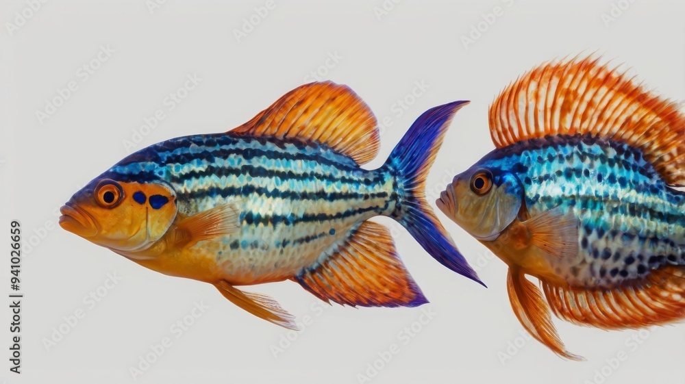 Fototapeta premium Four bright fish PNG isolated