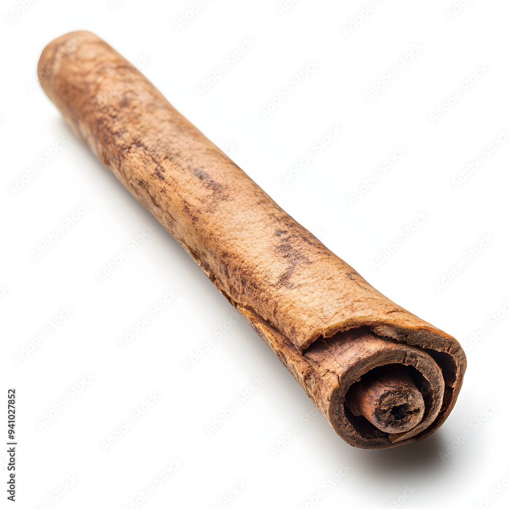 A single cinnamon stick, curled and ready to add warmth and spice to your favorite recipe. A single cinnamon stick, curled and ready to add warmth and spice to your favorite recipe.