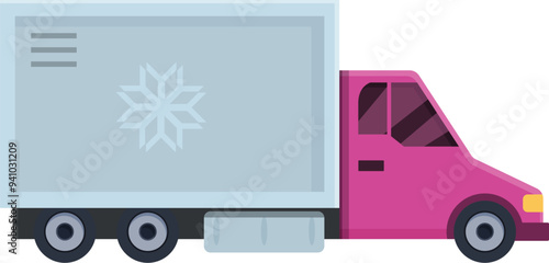 Refrigerated truck transporting frozen products, ensuring freshness and quality during delivery