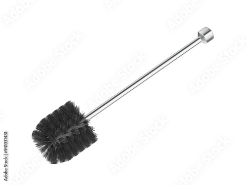 Silver toilet brush on transparent background