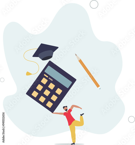 Student loan calculation, education budget allocation, university expense and debt pay off or scholarship payment concept.flat design with people.