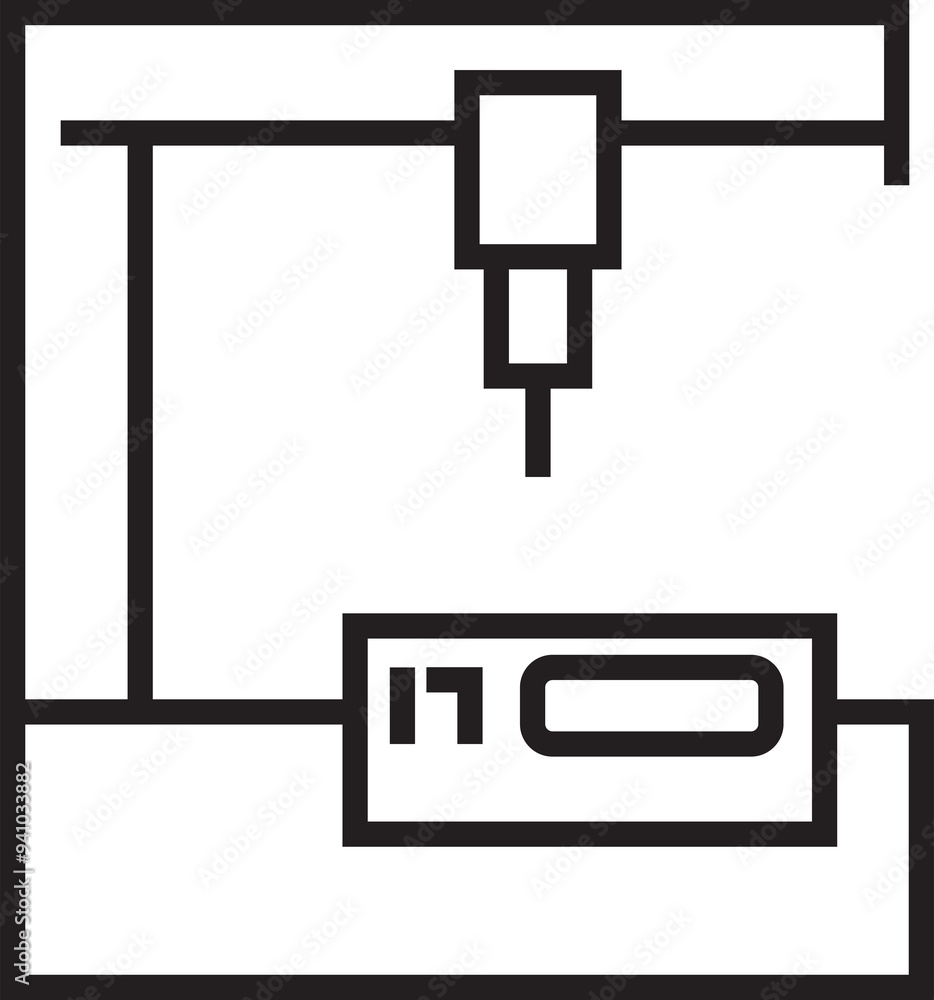 Manufacturing Robotic Machine Icon, CNC machine Manufacturing Robotic Machine Icon, CNC machine
