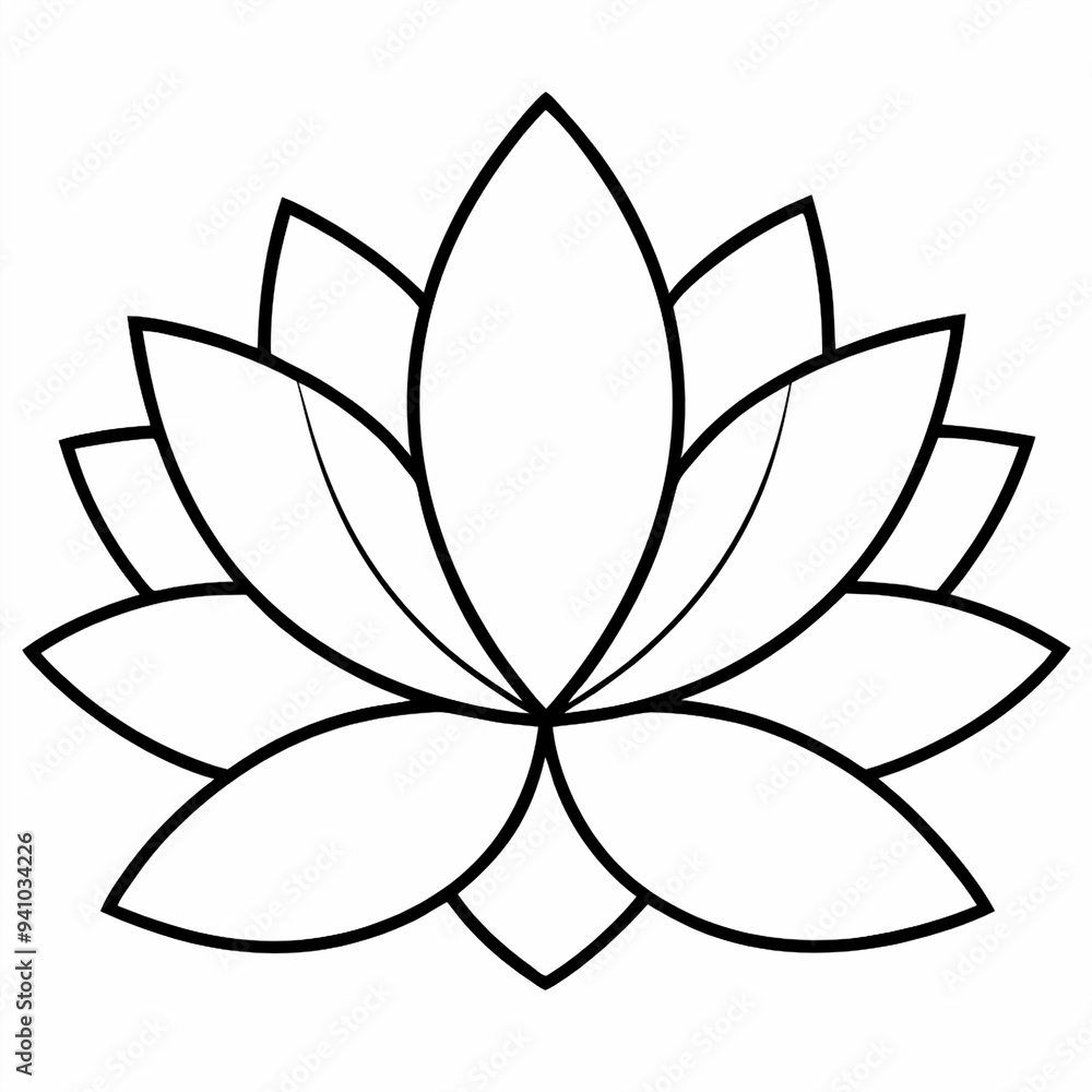 Lotus Outline Black colou and white background Lotus Outline Black colou and white background