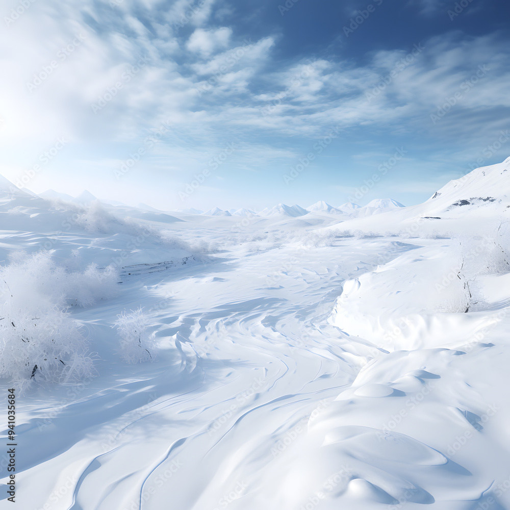 snow covered path road view snow covered path road view