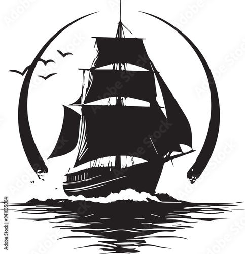 silhouette of a ship