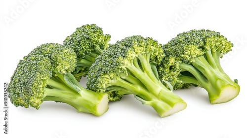 Wallpaper Mural Fresh broccoli florets arranged neatly on a white background. Torontodigital.ca