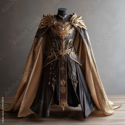 Fantasy costume: A mythical hero in gold and red photo