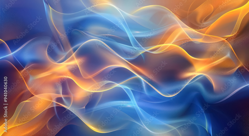 Flowing Light Waves in Warm and Cool Tones. An abstract digital art piece with smooth waves of orange and blue, representing the balance of warm and cool colors in a fluid and harmonious movement.
Flowing Light Waves in Warm and Cool Tones. An abstract digital art piece with smooth waves of orange and blue, representing the balance of warm and cool colors in a fluid and harmonious movement.