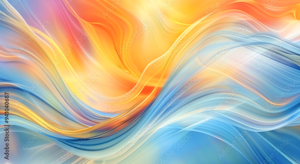 Radiant Flowing Colors in a Harmonious Abstract Design. An abstract digital artwork featuring flowing waves of warm and cool colors, blending smoothly to create a bright and dynamic visual experience. Radiant Flowing Colors in a Harmonious Abstract Design. An abstract digital artwork featuring flowing waves of warm and cool colors, blending smoothly to create a bright and dynamic visual experience.