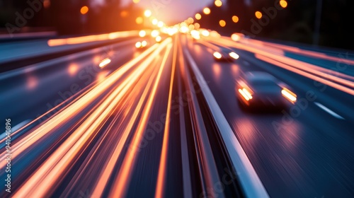 A group of autonomous vehicles traveling smoothly on a highway, demonstrating the potential for safer and more efficient transportation systems. photo