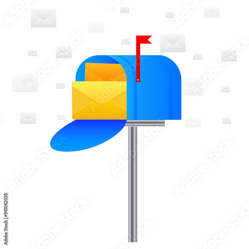 Open mailbox with flying letters. Vector illustration.