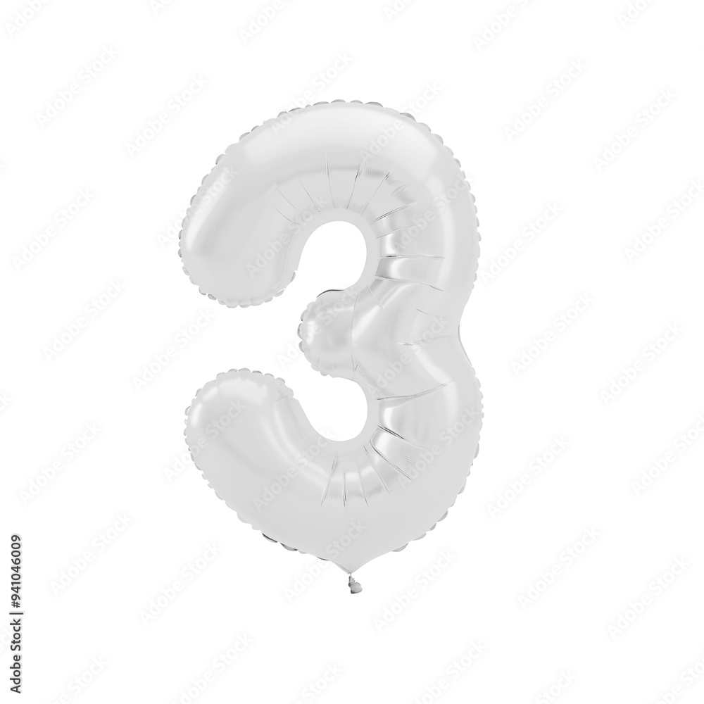 3D transparent number 3 in the shape of an inflated balloon. Inflatable numbers. Ball numbers 3D transparent number 3 in the shape of an inflated balloon. Inflatable numbers. Ball numbers