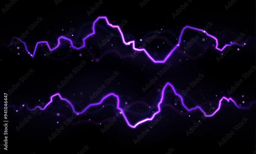 Lightning flash effect. Realistic electric lightning, abstract thunderstorm. Shining electric lines on black background. Lightning flash effect. Realistic electric lightning, abstract thunderstorm. Shining electric lines on black background.