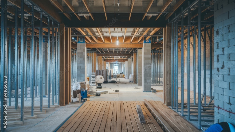photograph of a business center or shopping center construction site inside
photograph of a business center or shopping center construction site inside