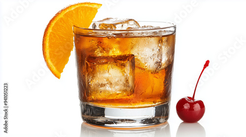 An old-fashioned cocktail w...