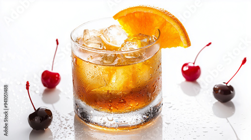 An old-fashioned cocktail w...
