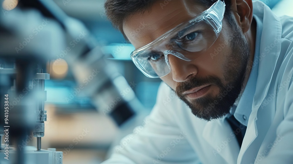 A focused scientist analyzes data in a laboratory, showcasing dedication to research and innovation in a high-tech environment. A focused scientist analyzes data in a laboratory, showcasing dedication to research and innovation in a high-tech environment.