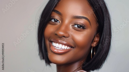 Beauty portrait of african american girl with clean healthy skin Beautiful and serious black woman.