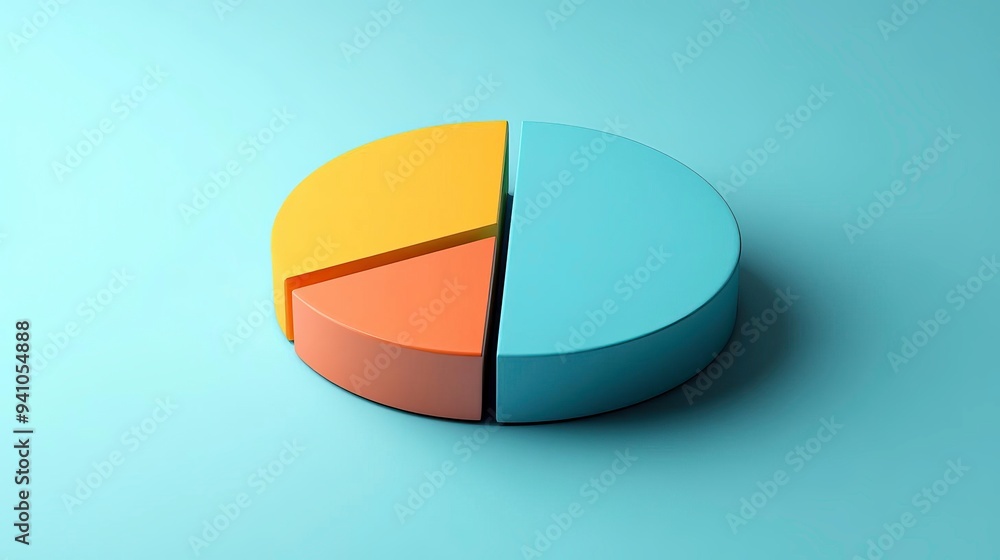 Obraz premium A modern, stylized pie chart highlighting data in vibrant colors. Perfect for business presentations and analytical visuals.