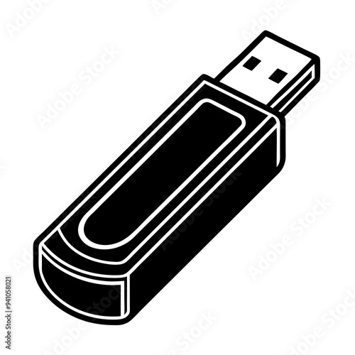 USB Flash Drive silhouette vector art