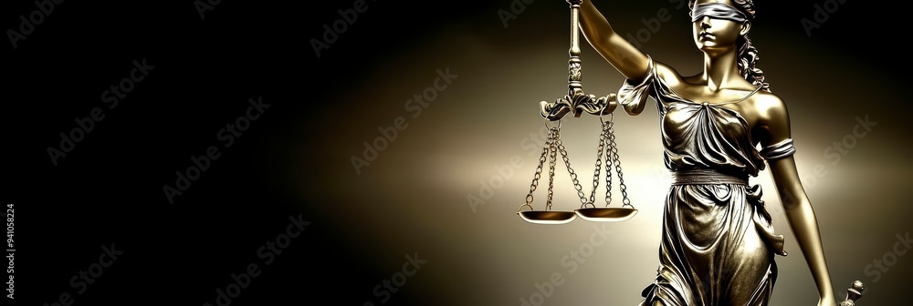 The bronze statue of Lady Justice with blindfold and scales symbolizes justice and law. The bronze statue of Lady Justice with blindfold and scales symbolizes justice and law.