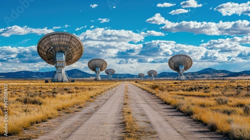 Portrait of zoom United States, New Mexico, Socorro, Radio telescopes at Karl G. Jansky Very Large Array photo