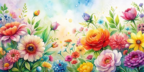 Watercolor of vibrant flowers in full bloom