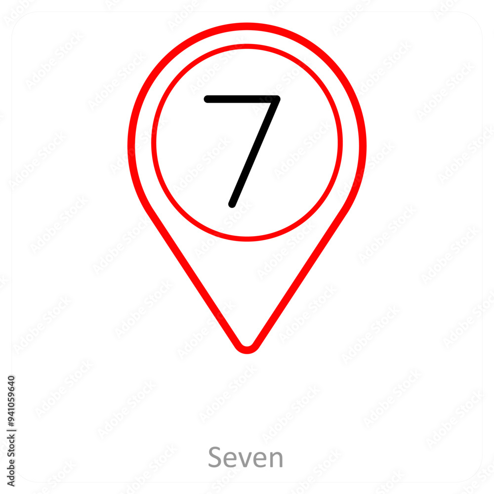 seven and location pointer icon concept seven and location pointer icon concept