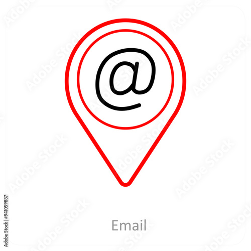 Email and location pointer icon concept