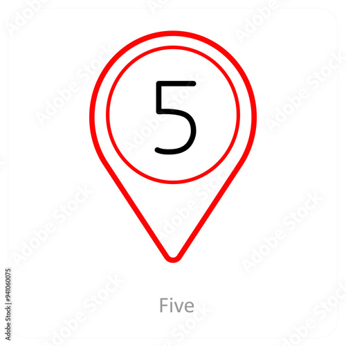 Five and location pointer icon concept