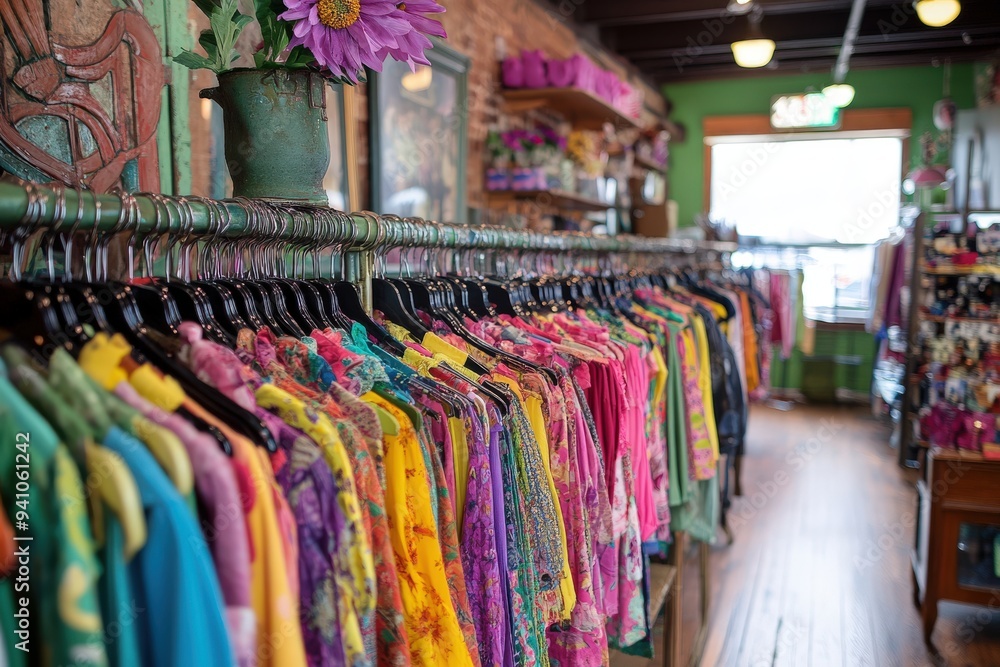 An image showcasing a variety of colorful clothes neatly arranged on hangers within a fashion boutique, presenting the vibrant and trendy selection available in the store. An image showcasing a variety of colorful clothes neatly arranged on hangers within a fashion boutique, presenting the vibrant and trendy selection available in the store.