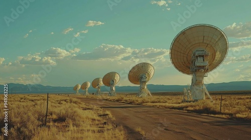 Portrait of zoom United States, New Mexico, Socorro, Radio telescopes at Karl G. Jansky Very Large Array photo