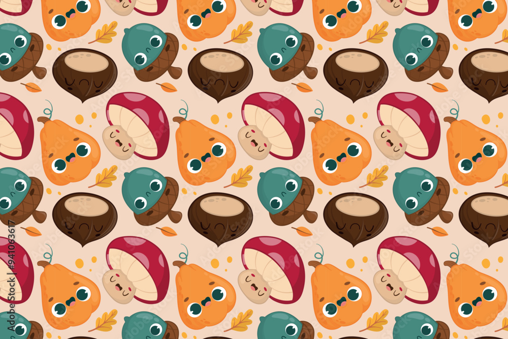 Fototapeta premium Cute Autumn Pattern