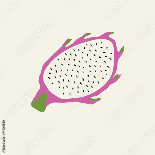 Pitaya fruit in a minimalist hand-drawn style with texture elements.