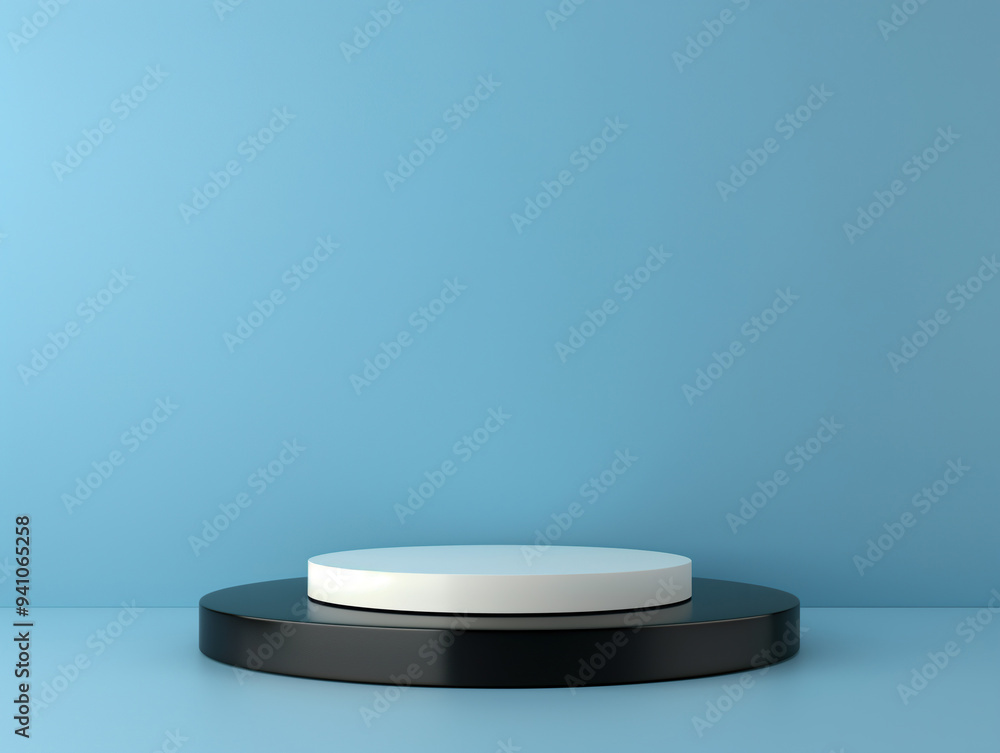Empty podium on blue background to display products. Empty podium on blue background to display products.