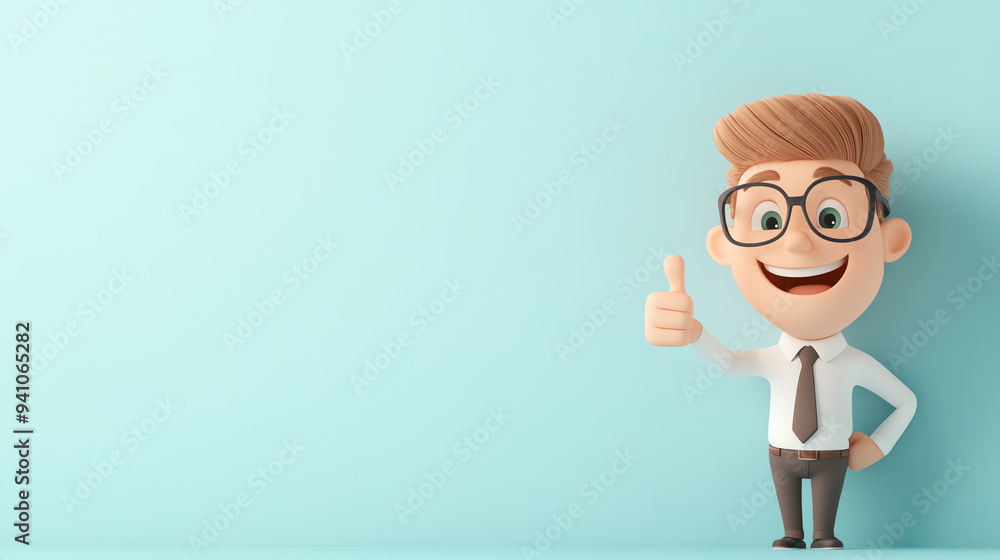 Cheerful cartoon character giving a thumbs up, showcasing positivity and confidence in a professional setting. Cheerful cartoon character giving a thumbs up, showcasing positivity and confidence in a professional setting.