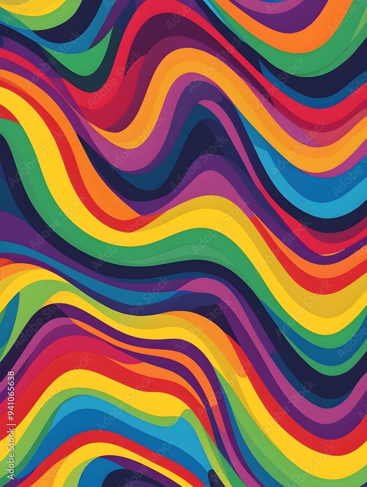 Abstract background of rainbow groovy Wavy Line design in 1970s Hippie Retro style. Vector pattern ready to use for cloth, textile, wrap and other Abstract background of rainbow groovy Wavy Line design in 1970s Hippie Retro style. Vector pattern ready to use for cloth, textile, wrap and other
