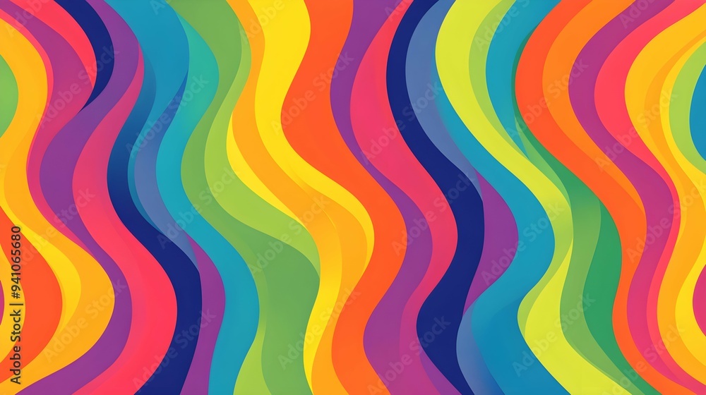Abstract background of rainbow groovy Wavy Line design in 1970s Hippie Retro style. Vector pattern ready to use for cloth, textile, wrap and other Abstract background of rainbow groovy Wavy Line design in 1970s Hippie Retro style. Vector pattern ready to use for cloth, textile, wrap and other