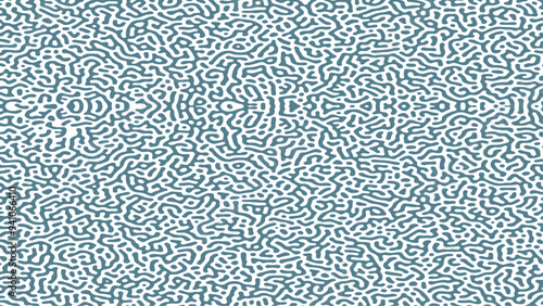 Blue Turing reaction background. Abstract diffusion pattern with chaotic shapes. Vector illustration.