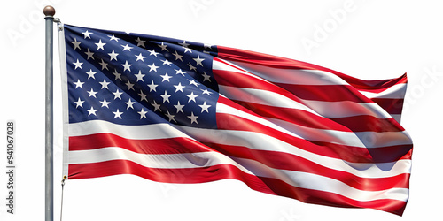 American flag on white background