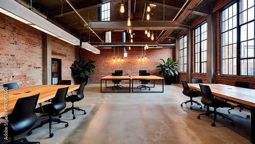 This office design is perfect for those who appreciate the fusion of modern elegance with industrial grit. It offers an inspiring and stylish environment that fosters creativity and productivity.